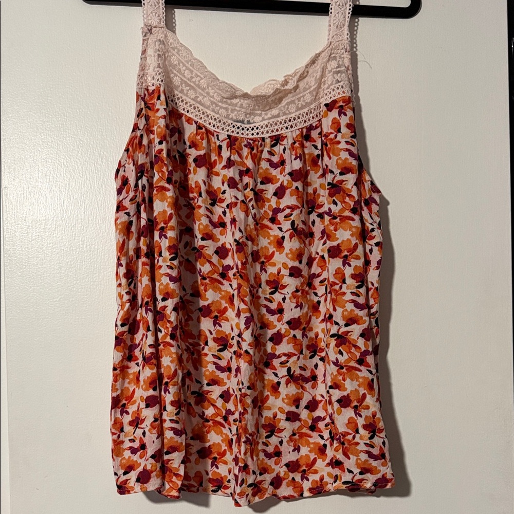 Torrid Floral Camisole with Lace Trim